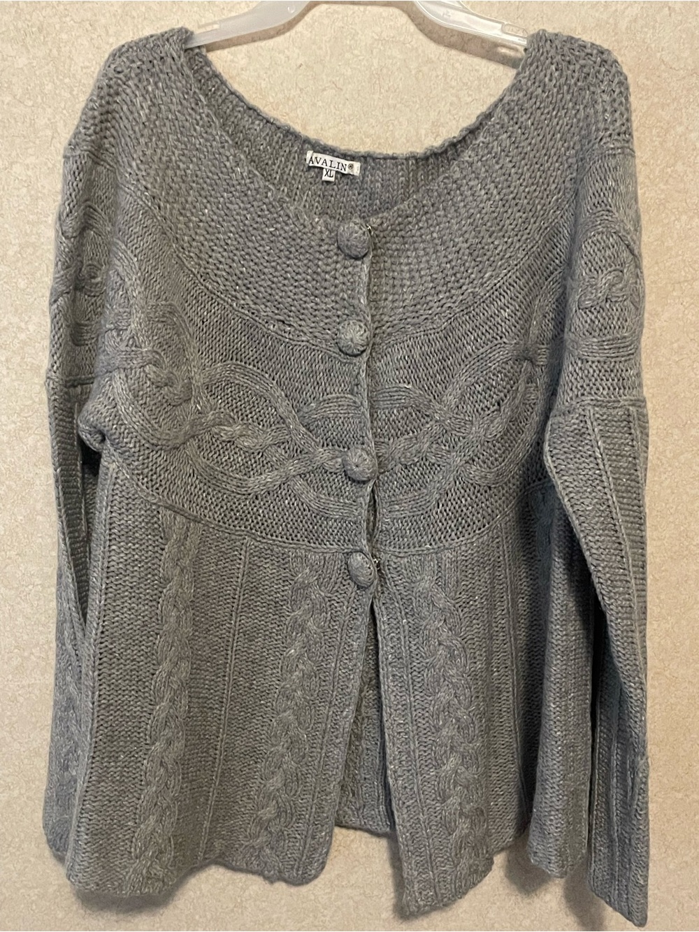 Avanti Charcoal Cable Knit Button Front Cardigan